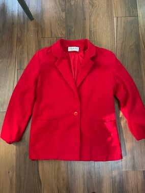Vintage red wool blazer fabulous 80s chic retro glamorous office unique bright